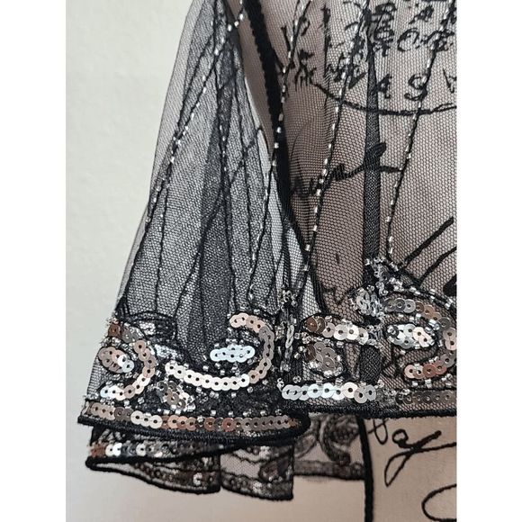 ✨ Sequin Mesh Evening Party Retro Flapper 1920s Shawl Wrap Cover Up Cape NEW - Picture 5 of 12